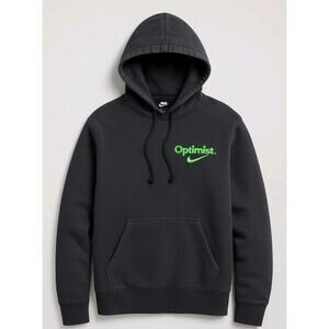 Nike Optimist Hoodie Sweatshirt Small Black Green Swoosh Pullover Rare Graphic